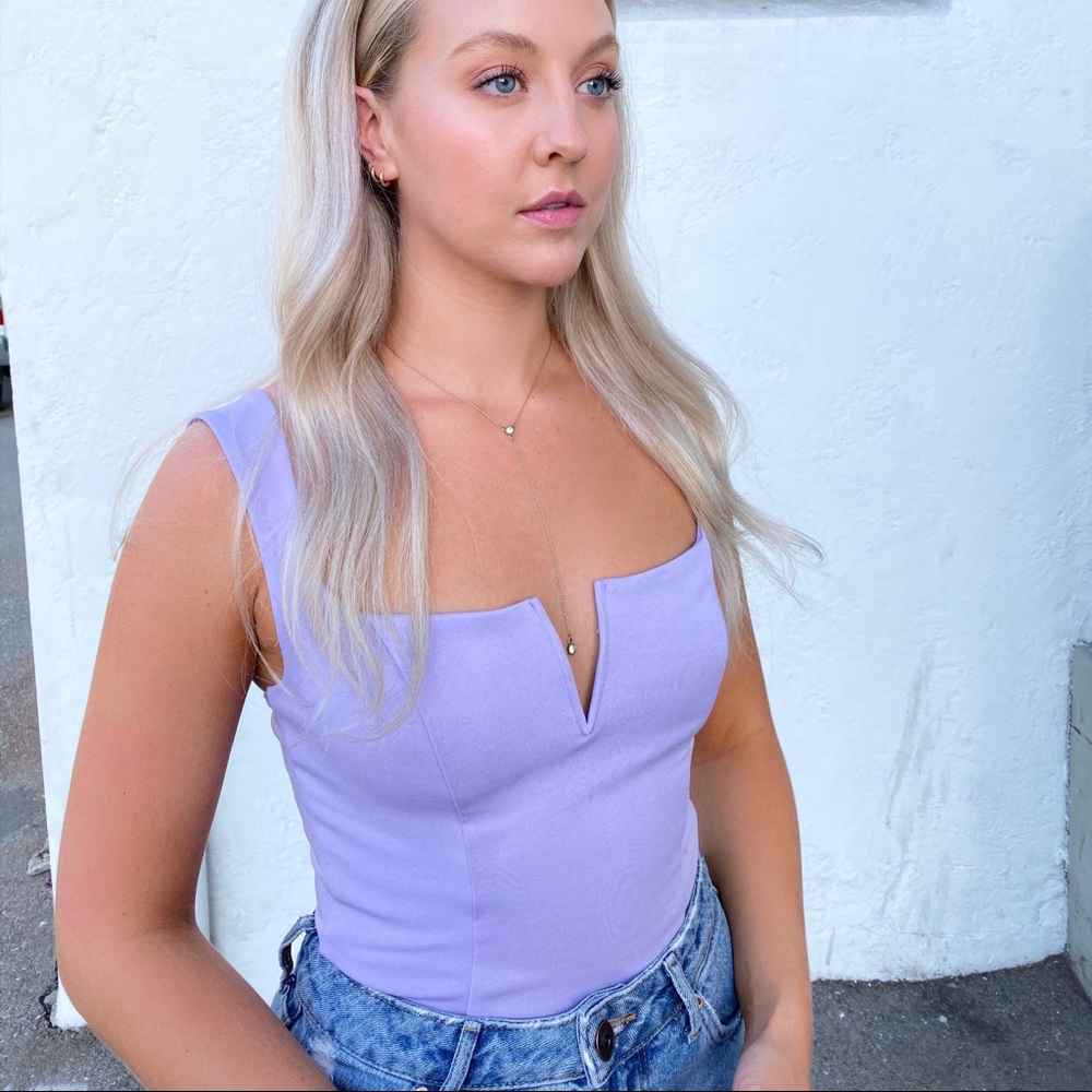 ASTR THE LABEL - LAVENDER THONG BODY SUIT - SIZE SMALL